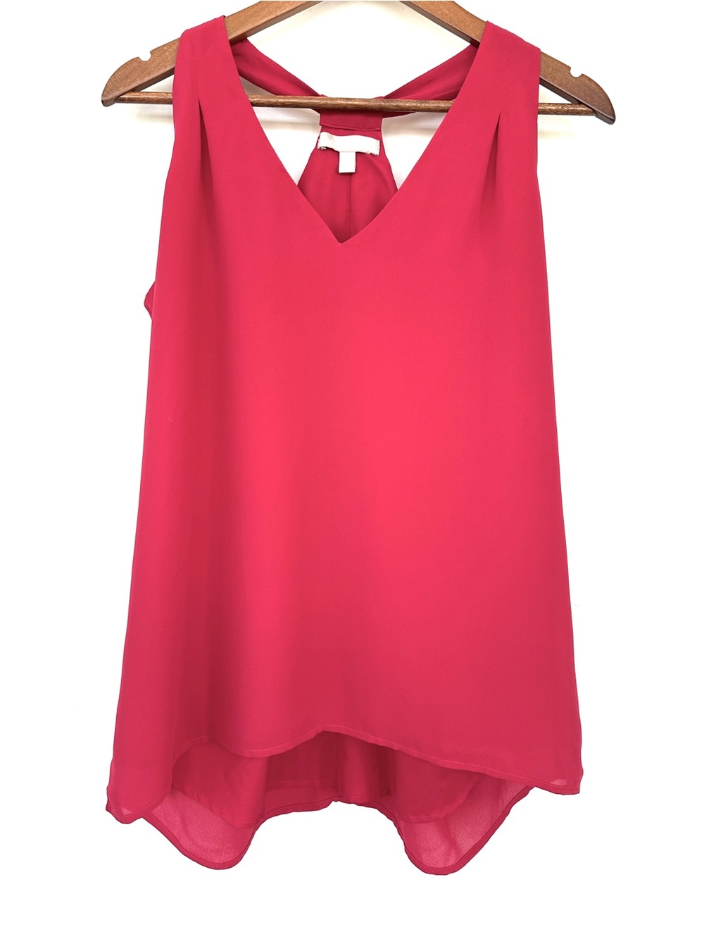 Banana Republic sleeveless top with v-neck, loose & flowy, high-low hem, red